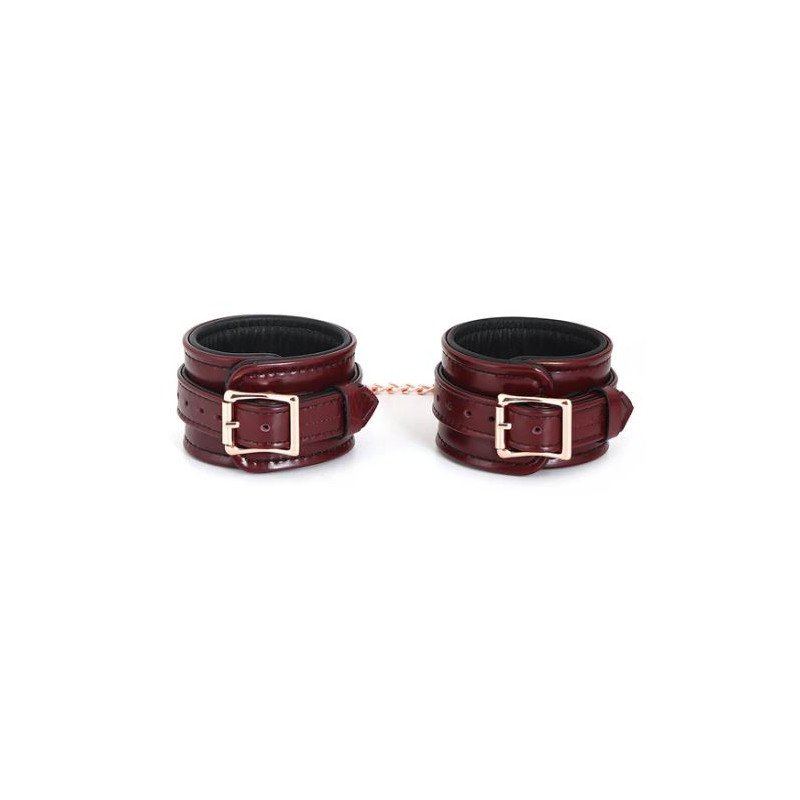 Luxury Leather Ankle Cuffs Red