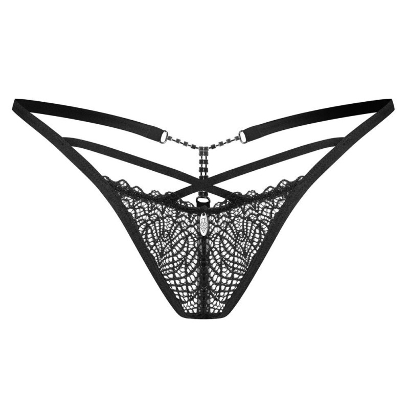 String Nero Con Gioiello