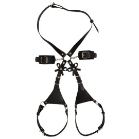 Bad Kitty Harness with Cuffs - Imbragatura con manette simil pelle 3