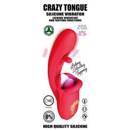 Crazy Tongue Red - Vibratore rabbit con bocca lecca clitoride